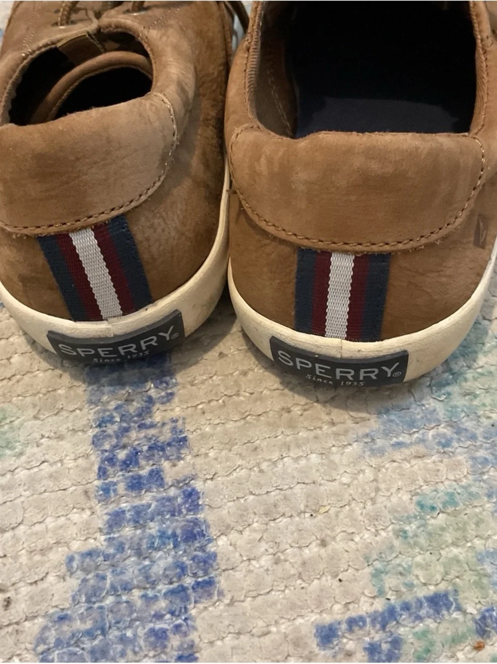 Sperry Brown Leather Kids Sneakers with White Sole